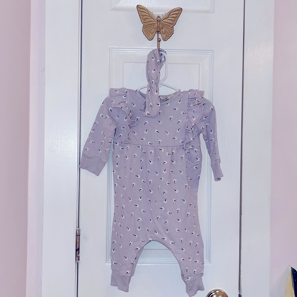 Jessica Simpson 6-9 month light purple Romper with headband